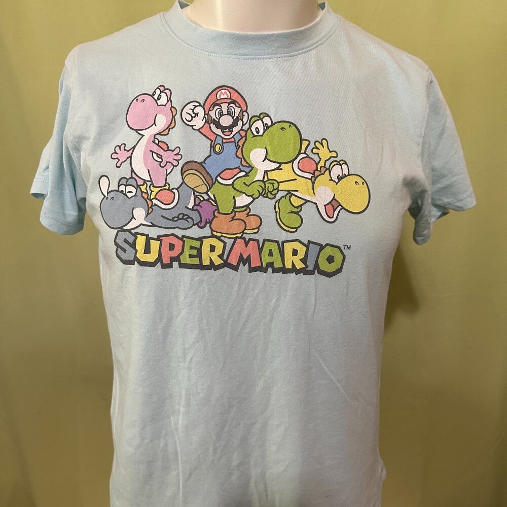 Yoshi Boshi Purple Yoshi Yellow Yoshi Super Mario Men's Blue Shirt Medium Ninten